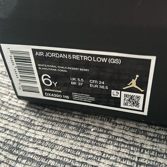 Air Jordan RETRO 5 LOW 'Crafted For Her Desert Berry/Coral size Y6 - Picture 6 of 6